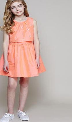 Bhs Girls Girls Coral Jewel Overlay Taffeta Dress,