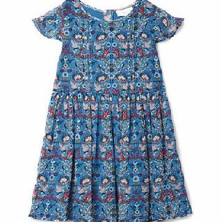 Bhs Girls Girls Folk Print Chiffon Tea Dress, teal