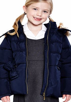 Bhs Girls Girls Navy Short Line Faux Fur Trim School