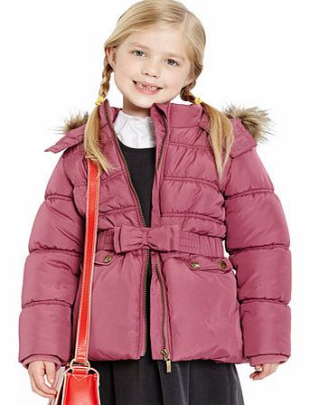 Bhs Girls Girls Pink Short Line Faux Fur Trim Coat,