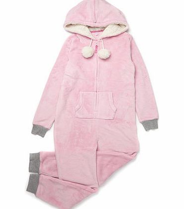 Bhs Girls Girls Supersoft Sherpa Fleece Onesie, pink