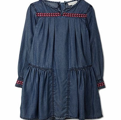 Bhs Girls Girls Tencel Denim Dress, mid stonewash