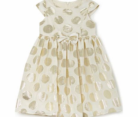 Girls Gold Jacquard Spot Dress, bronze 9258386497