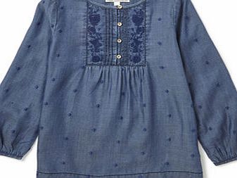 Bhs Girls Indigo Denim Embroidered Tunic, indigo