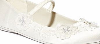 Bhs Girls Mirabel Daisy Embellished Shoes, ivory