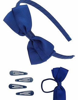 Bhs Girls Navy Bow Hair Multi Pack, navy 12165140249