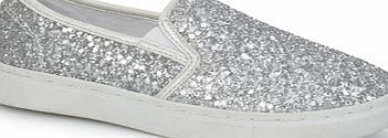 Bhs Girls Older Girls Silver Glitter Skate Trainers,