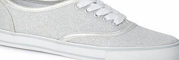 Bhs Girls Older Girls Silver Glitter Trainers,