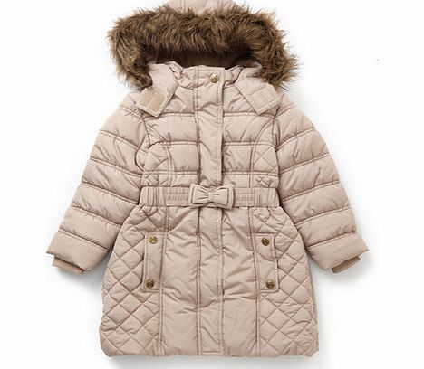 Bhs Girls Stone Bow Belt Padded Coat, stone 9264182730