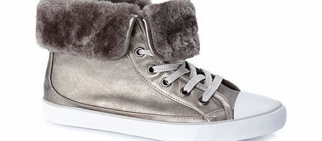 Bhs Girls #TammyGirl Grey Fur Hi Top Trainers, grey