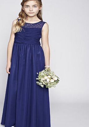 Bhs Girls Teen Navy Illusion Bridesmaid Dress, navy