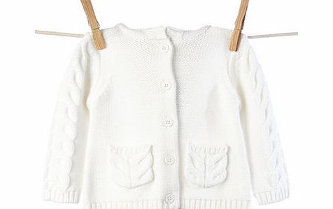 Girls Unisex Ivory Knitted Cardigan, ivory