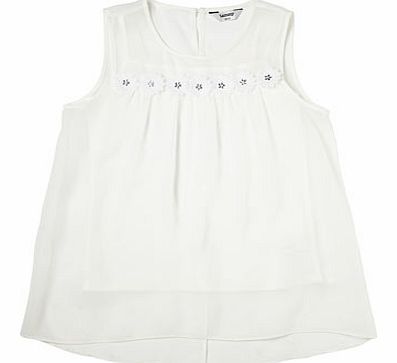 Bhs Girls White Daisy Swing Top, white 1097900306