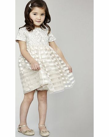 Bhs Girls Younger Girls Lace Organza Stripe Dress,