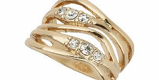 Bhs Gold Rhinestone Wave Ring, crystal 12178950240