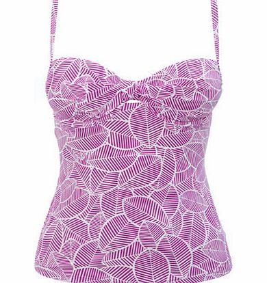 Bhs Great Value Leaf Print Tankini, purple multi