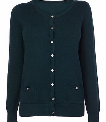 Green Stretch Crew Cardigan, green 583410518