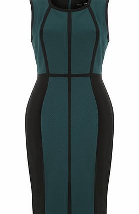 Bhs Green Taped Textured Pencil Dress, green