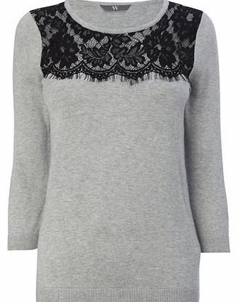 Bhs Grey/Black Lace Jumper, grey/black 586812617