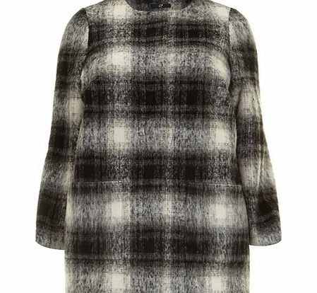 Bhs Grey Check Collarless Coat, light grey 12610570682