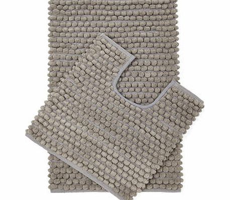 Grey Chunky loop plain bath mat and pedestal