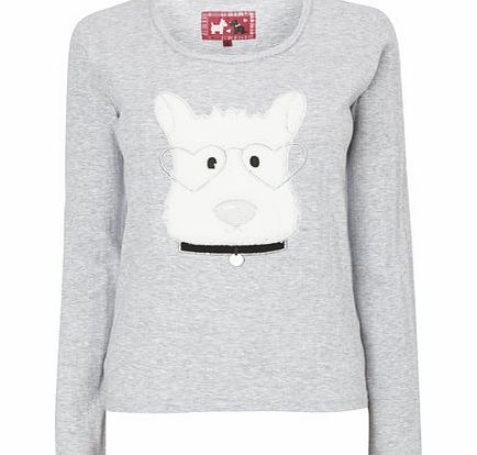 Bhs Grey Marl Scottie Fluffy Top, grey marl 729353941