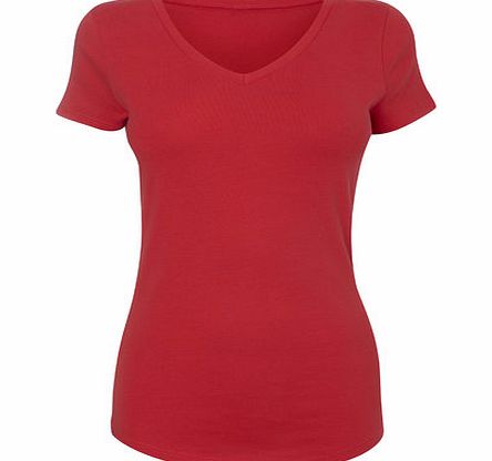 Bhs Hot Pink Short Sleeve V Neck Top, hot pink