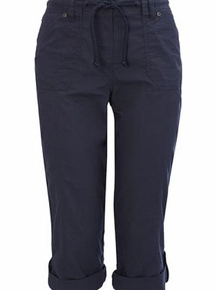 Bhs Indigo Great Value Cotton Crop Trousers, indigo