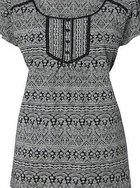 Bhs Ivory/black Short Sleeve Linear Print Tunic,