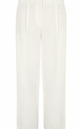 Bhs Ivory Highwaisted Wideleg Trousers, white