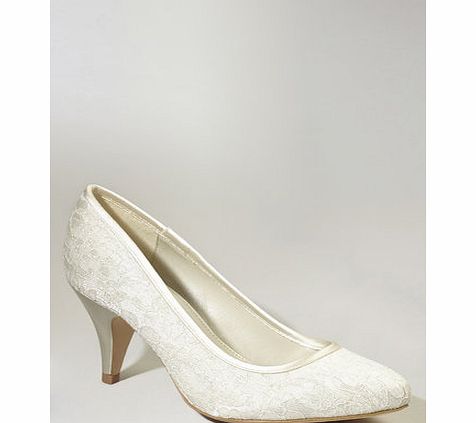 Bhs Ivory Wide Fit Allie Bride Lace Court Shoe,