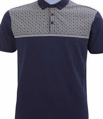 Bhs Jack Reid Marylebone Navy Printed Panel Polo