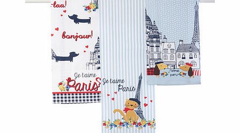 Bhs Je taime Paris set of 3 tea towels, red