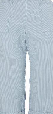 Bhs Light Blue Belted Stripe Crop, light blue