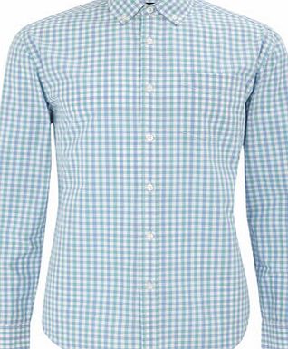 Bhs Light Green Cotton Checked Shirt, Green