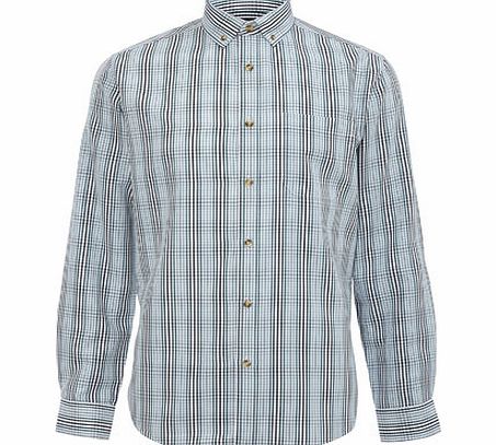 Bhs Long Sleeved Green Checked Shirt, Green