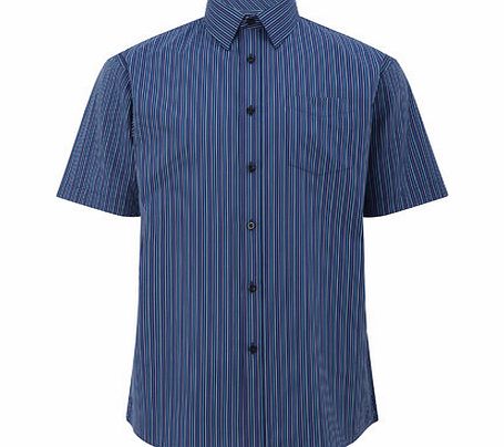 Bhs Mens Aqua Blue Texture Short Sleeved Shirt,