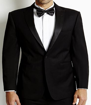 Bhs Mens Black Tailored Satin Peak Lapel Tuxedo