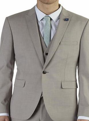 Bhs Mens Burton Neutral Textured Slim Fit Jacket,