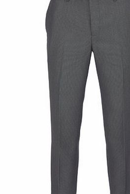 Bhs Mens Grey Birdseye Tailroed Fit Flat Front