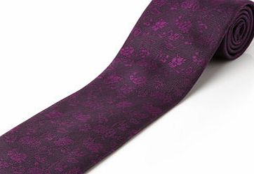 Bhs Mens Silk Plum Textured Base Floral Tie, Purple