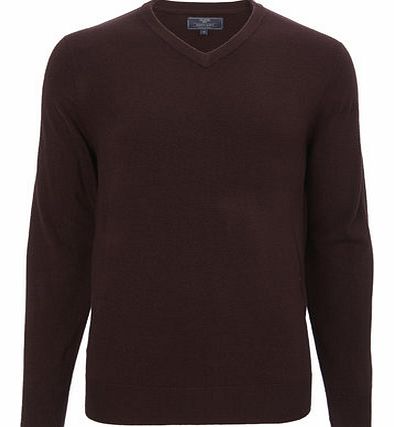 Merlot Supersoft V Neck Jumper, Red BR53A12FRED