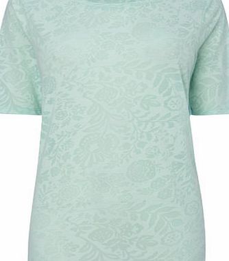 Bhs Mint Half Sleeve Floral Burnout Top, mint