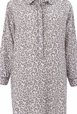 Bhs Mocha Animal Print Viscose Nightshirt, mocha