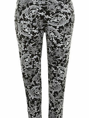 Bhs Monochrome Paisley Regular Leg Trousers,