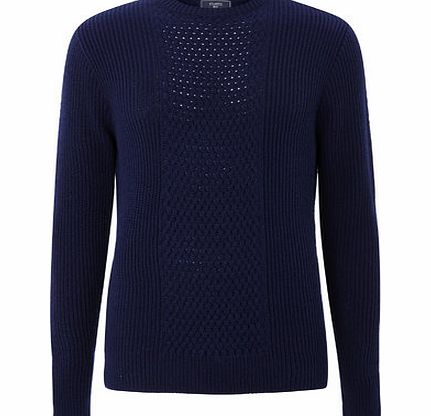 Bhs Navy Basket Crew Neck Jumper, Blue BR53D07FNVY