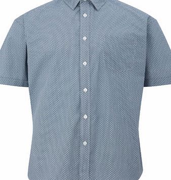 Bhs Navy Circle Print Point Collar Shirt, Blue