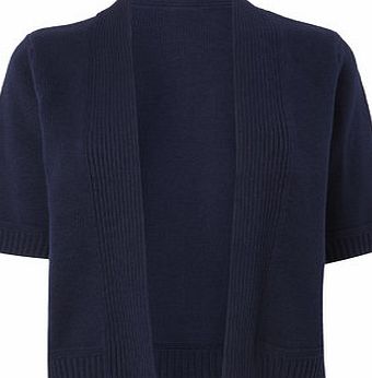 Bhs Navy Cotton Rib Detail Cardigan, navy 18980210249