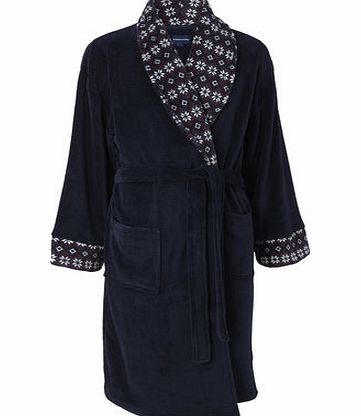 Navy Fairisle Dressing Gown, Blue BR62G18FNVY