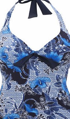 Bhs Navy Floral Print Tankini Top, navy multi